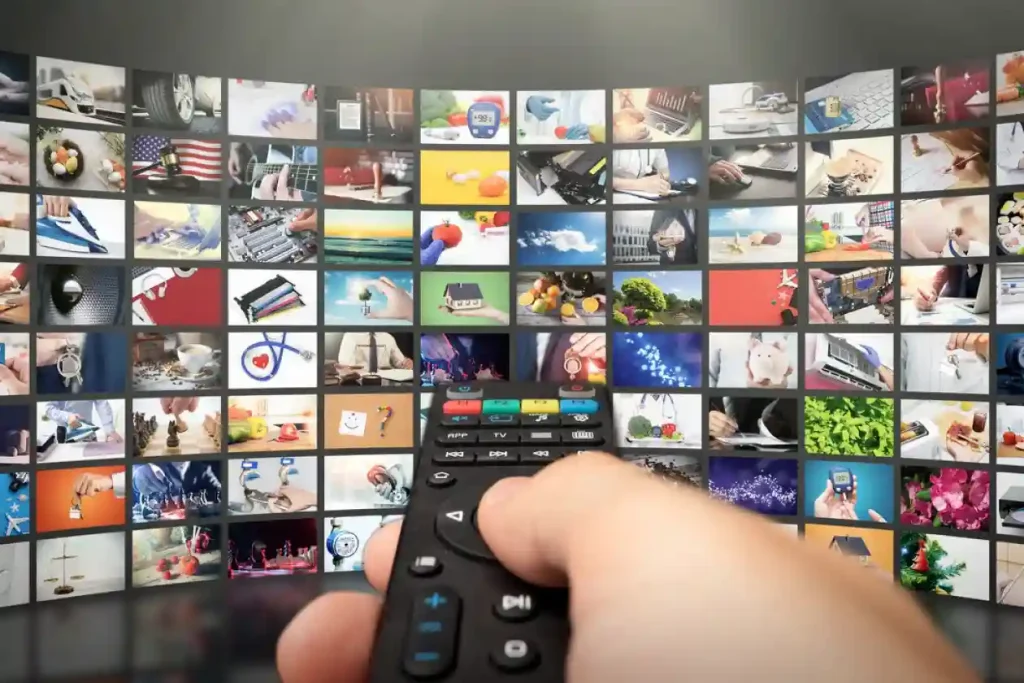 IPTV app interface shown on a Smart TV (demo screen).